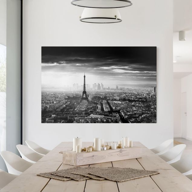 Quadro moderno La Torre Eiffel dall'alto in bianco e nero