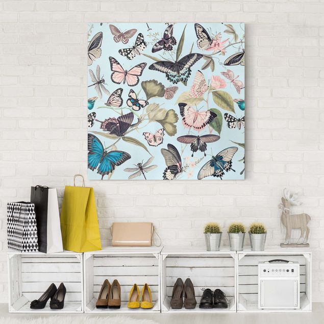 Quadri di farfalle Collage vintage - Farfalle e libellule