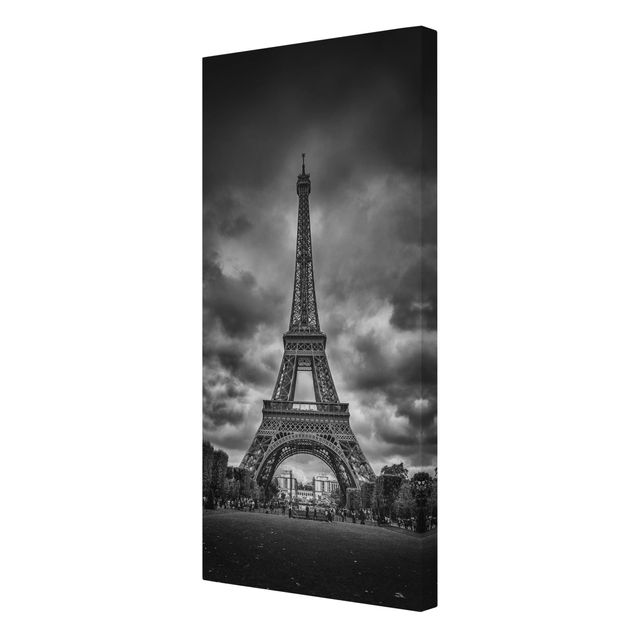 Quadri Torre Eiffel davanti alle nuvole in bianco e nero
