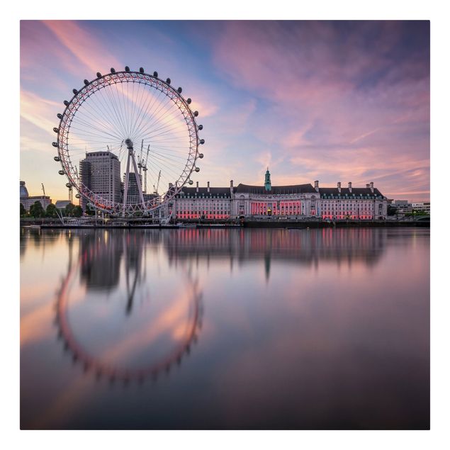 Quadri su tela con architettura e skylines London Eye all'alba