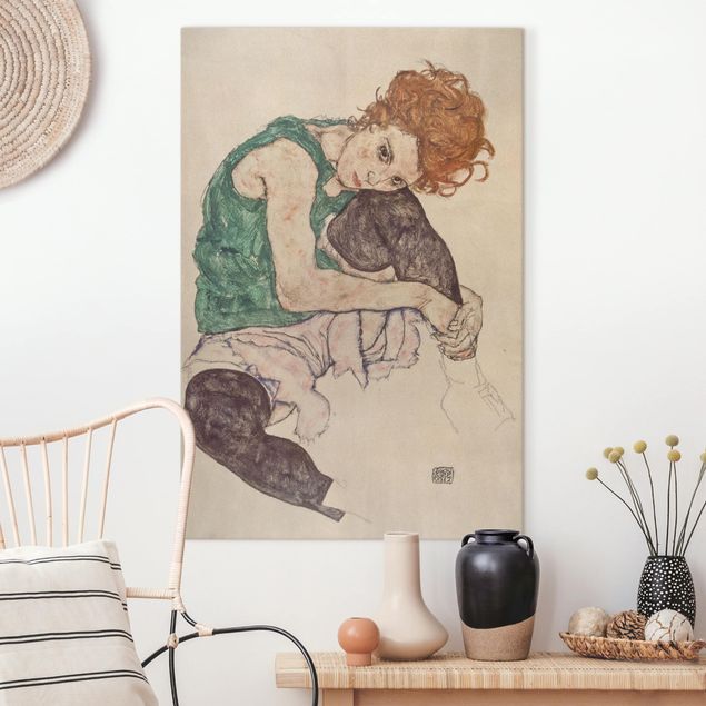 Riproduzioni Egon Schiele - Donna seduta con ginocchio alzato