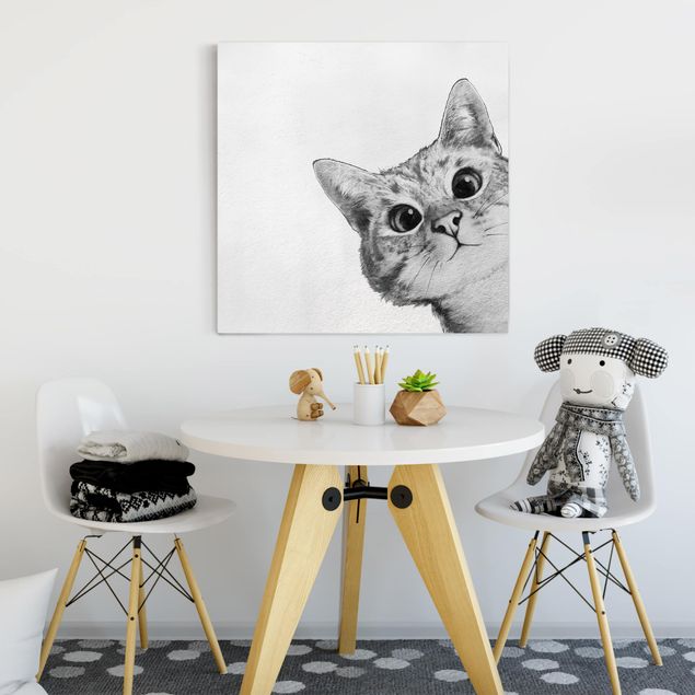 Quadri gatto Illustrazione - Gatto Disegno in bianco e nero