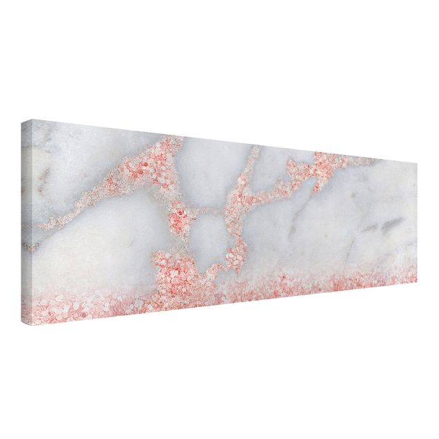 Quadri grigi Effetto marmo con coriandoli rosa chiaro
