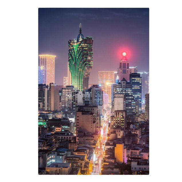 Quadri su tela con architettura e skylines Notte illuminata a Macao