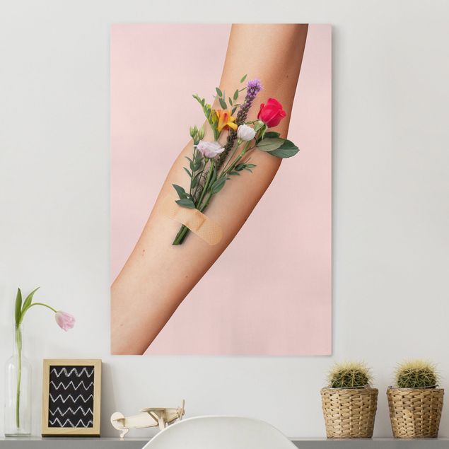 Quadri su tela con rose Braccio con fiori
