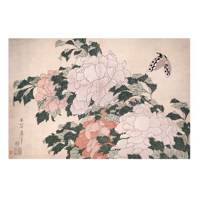 Correnti artistiche Katsushika Hokusai - Peonie rosa con farfalla