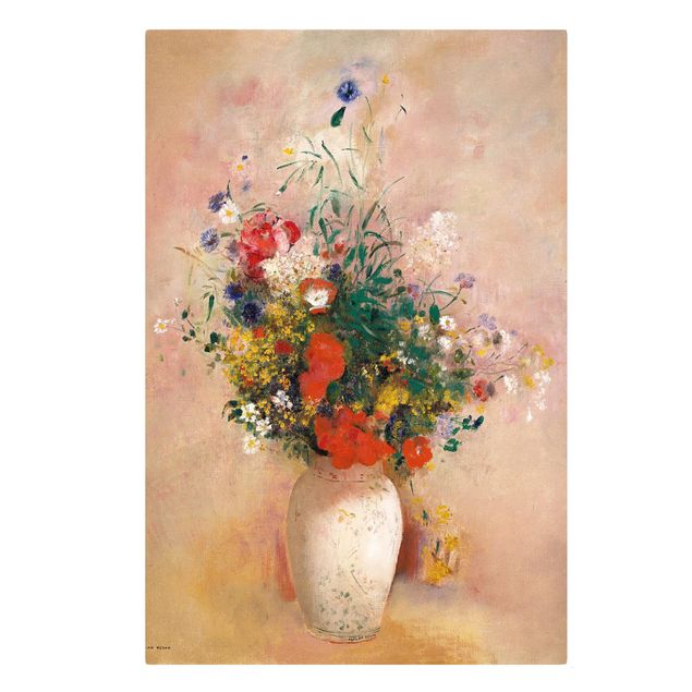 Quadri fiori Odilon Redon - Vaso con fiori (sfondo rosato)