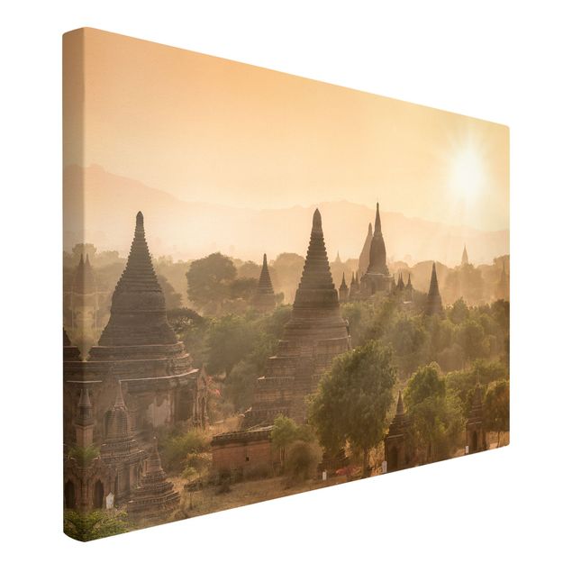 Quadro moderno Il sole che tramonta su Bagan
