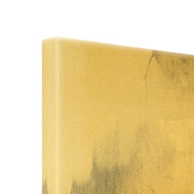 Quadro su tela oro - Pittura invernale astratta dorata