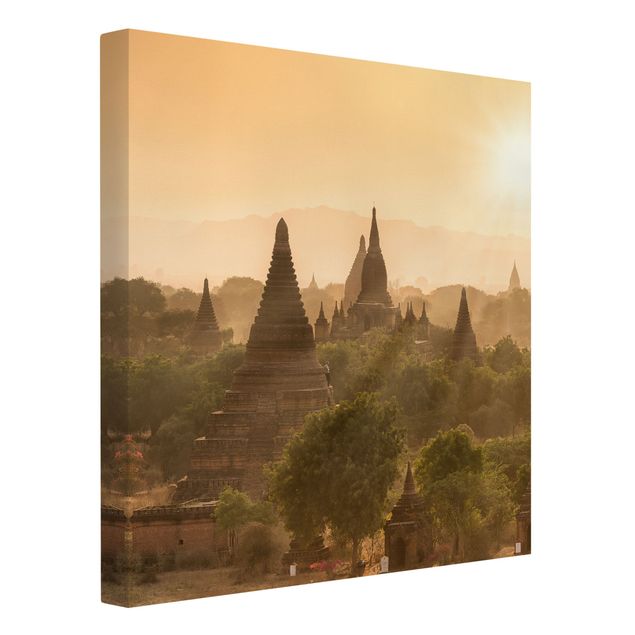 Quadro moderno Il sole che tramonta su Bagan