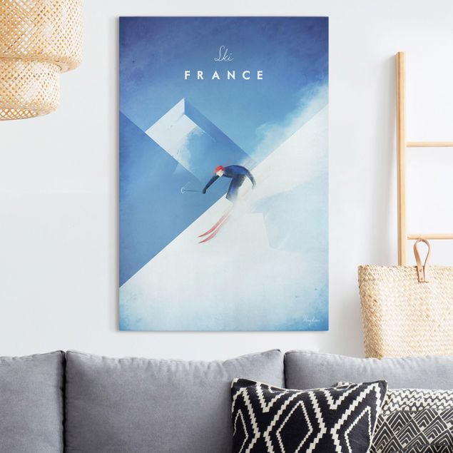 Quadri su tela con montagne Poster di viaggio - Sciare in Francia
