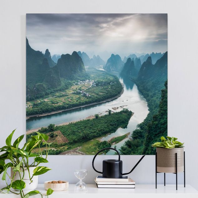 Quadri su tela Asia Veduta del fiume Li e della valle