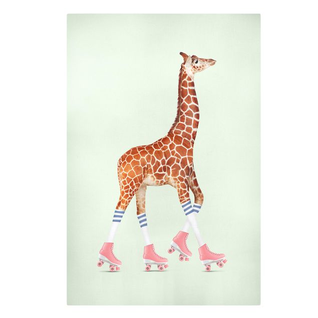 Riproduzioni quadri famosi Giraffa con pattini a rotelle