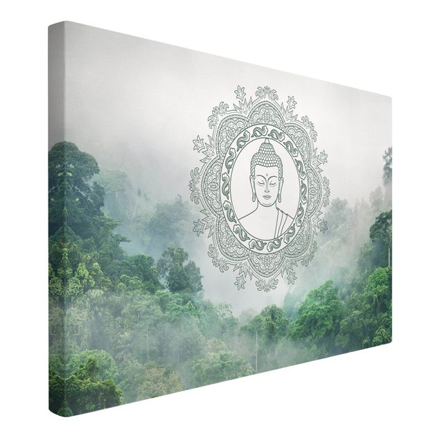 Quadri montagne Mandala di Buddha nella nebbia