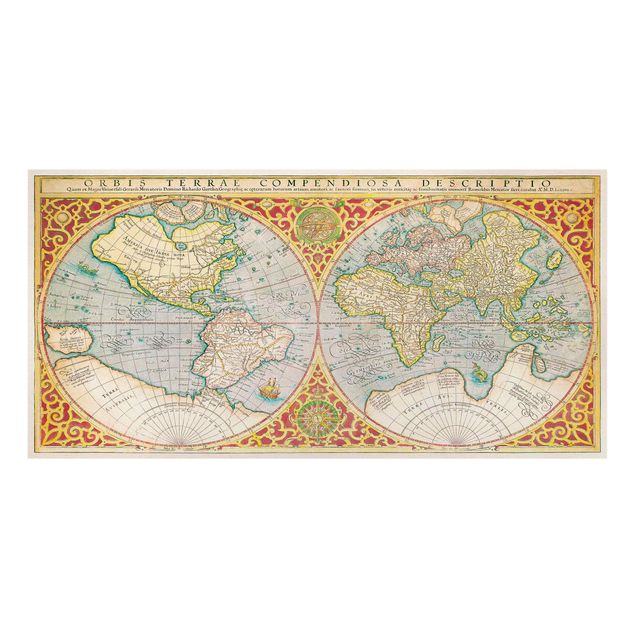 Quadri stampe Mappa storica del mondo Orbis Descriptio Terrare Compendiosa