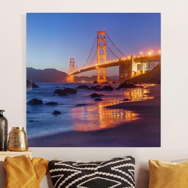 Quadri su tela America Ponte del Golden Gate al tramonto