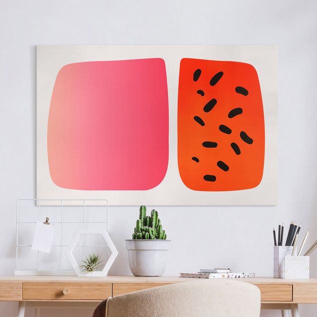 Quadri moderni per arredamento Forme astratte - Melone e rosa