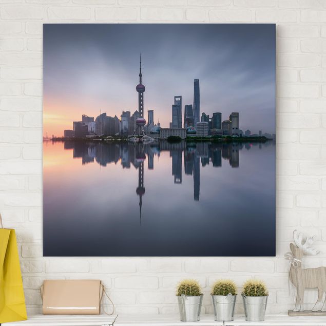 Quadri su tela Asia Shanghai Skyline di mattina umore