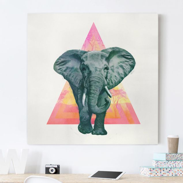 Quadri Laura Graves Art Illustrazione - Elefante fronte triangolo pittura