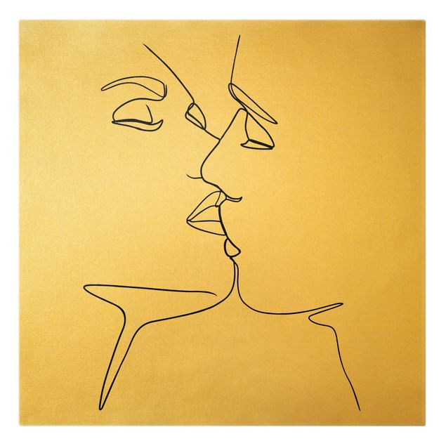 Quadro amore Line Art - Facce da bacio Bianco e Nero