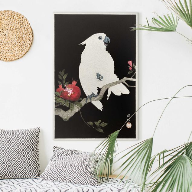 Quadri su tela con uccelli Illustrazione vintage asiatica Cacatua bianco