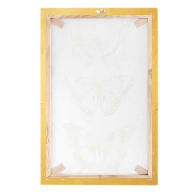 Quadro su tela oro - Composizione di farfalle in oro II