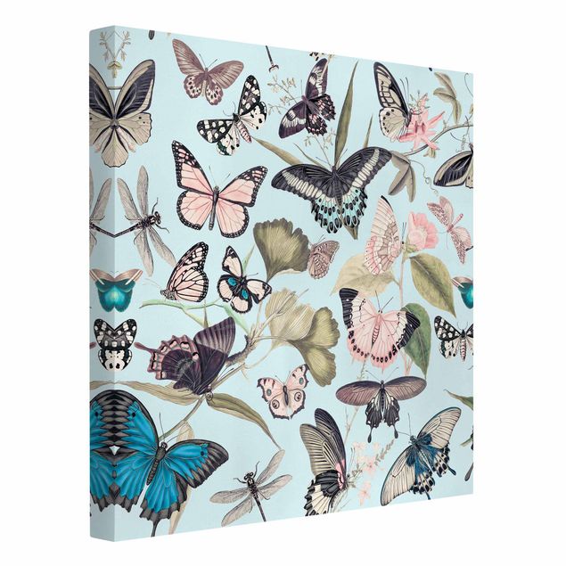 Quadri stile vintage Collage vintage - Farfalle e libellule