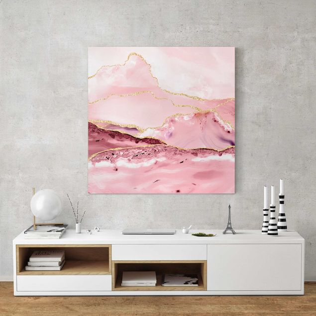 Quadro astratto Estratto Monti rosa con Golden Lines