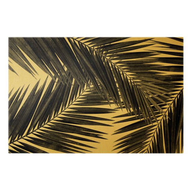 Quadri Vista tra le foglie di palme in bianco e nero