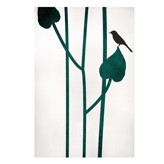 Riproduzioni quadri famosi Mondo vegetale grafico - Uccello su foglia