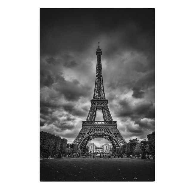 Quadro città Torre Eiffel davanti alle nuvole in bianco e nero