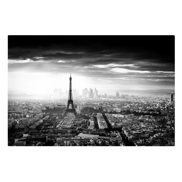Quadro città La Torre Eiffel dall'alto in bianco e nero