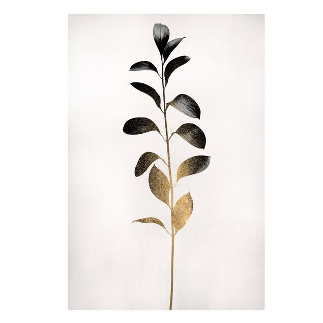 Quadri Kubistika Mondo grafico delle piante - Oro e grigio