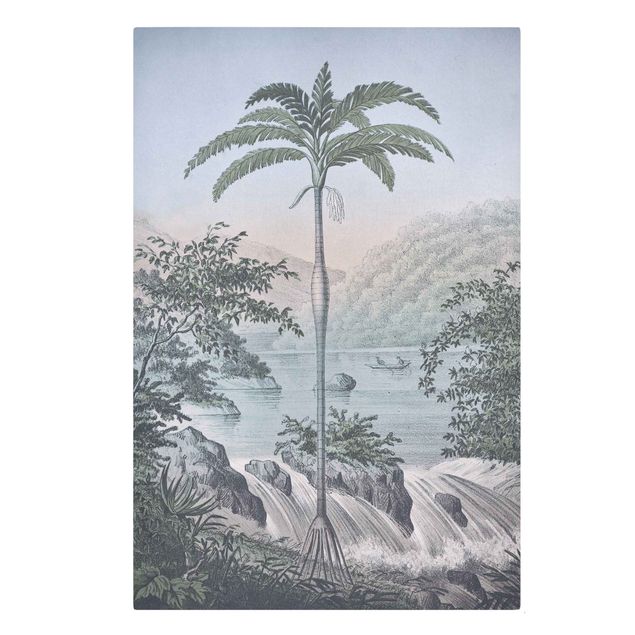 Quadro blu Illustrazione vintage - Paesaggio con palma