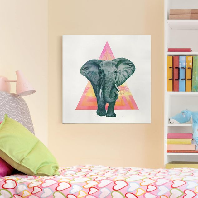 Quadri su tela con elefanti Illustrazione - Elefante fronte triangolo pittura