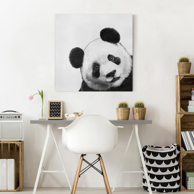 Quadro con orso Illustrazione - Panda Disegno in bianco e nero