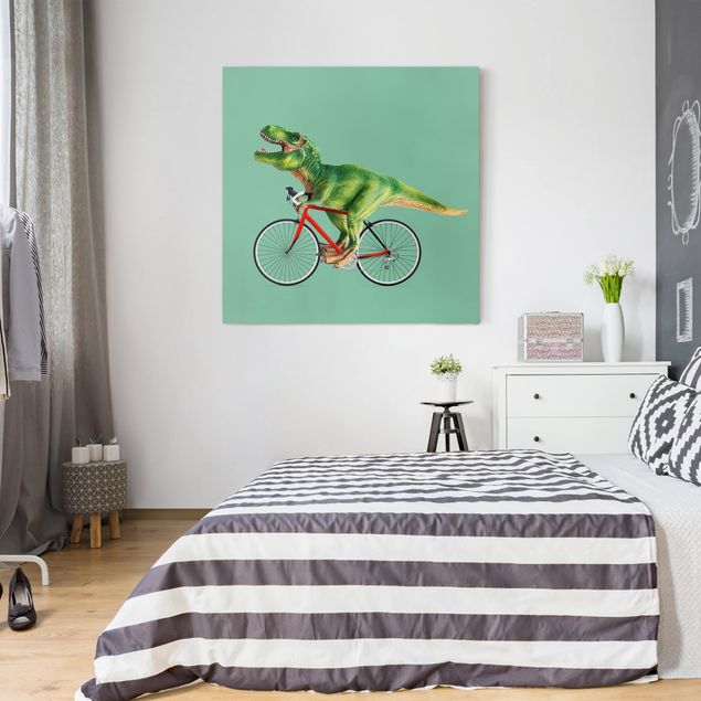 Riproduzione quadri famosi Dinosauro con bicicletta