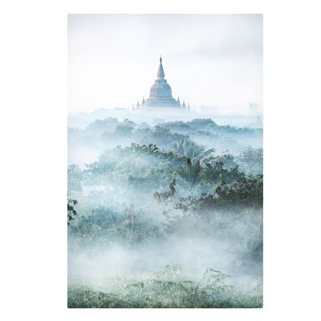 Quadri con alberi Nebbia mattutina sulla giungla di Bagan