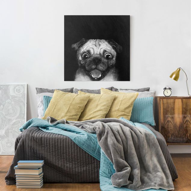 Quadro moderno Illustrazione - cane carlino pittura su bianco e nero