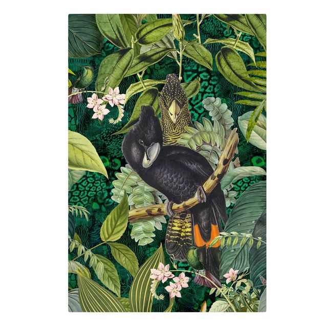 Riproduzioni quadri famosi Collage colorato - Cacatua nella giungla