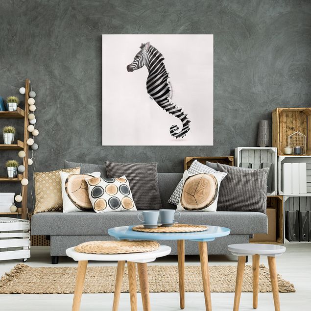Stampe quadri famosi cavalluccio marino con strisce zebrate