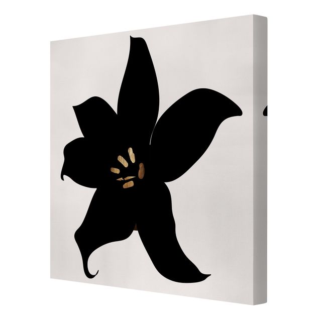 Quadri bianco e nero Mondo vegetale grafico - Orchidea nera e oro