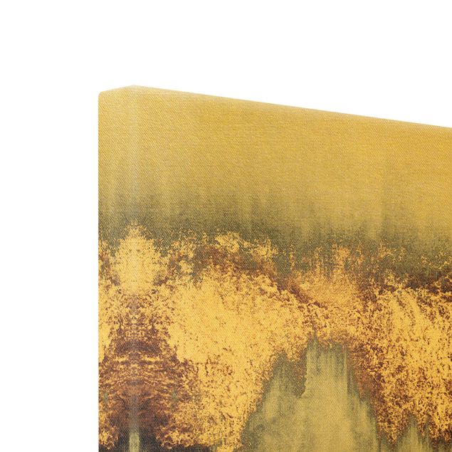 Quadro su tela oro - Tracce dorate in acquerello