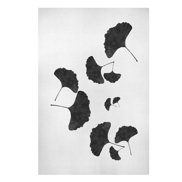 Stampa su tela Composizione di ginkgo in bianco e nero