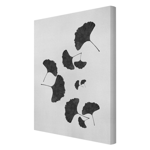 Quadro su tela - Composizione di ginko in bianco e nero
