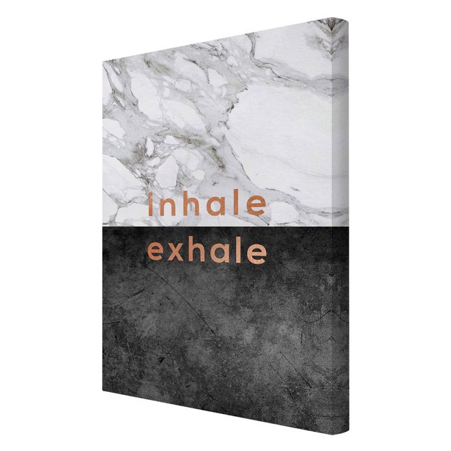 Quadro su tela - Inhale Exhale in rame e marmo