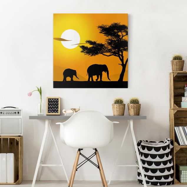 Quadri paesaggistici Elefante africano a piedi
