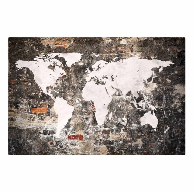 Quadri su tela Vecchia mappa del mondo a parete