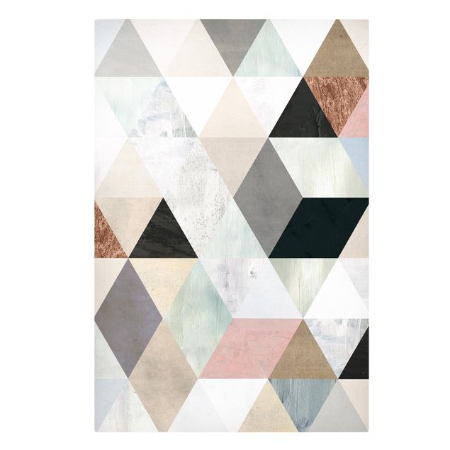 Stampa su tela Mosaico ad acquerello con triangoli I