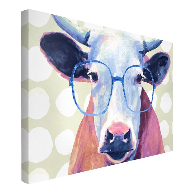 Stampe su tela animali Animali con occhiali - Mucca